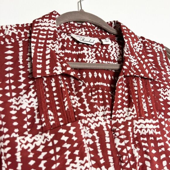 Caffe’ Marrakesh Pintuck Lace Tank Maroon Cream NWT Women’s M - Picture 4 of 9